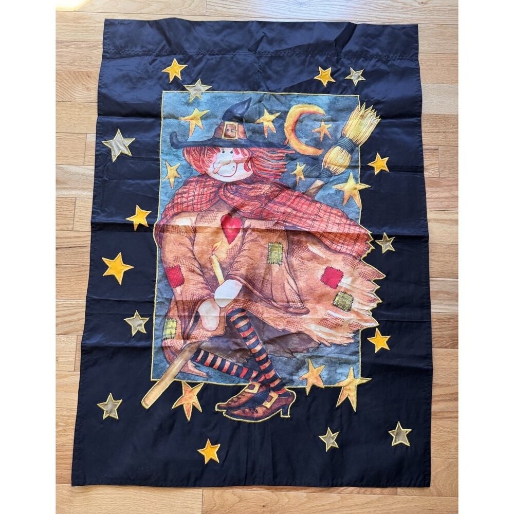 Halloween Witch Meadow Creek Evergreen House Flag 45x32‎ inch Fall Decor